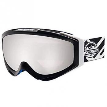 Máscara de Esquí Eassun Camp Negro Mate Blanco Lente Plata Junior, Solar de Cat 3 y Ajustable