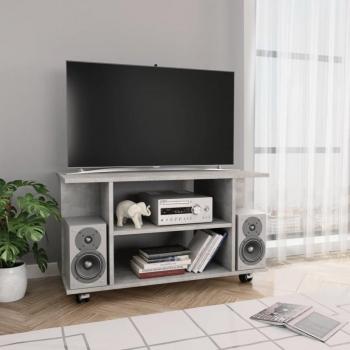 Mueble de TV con ruedas contrachapada gris hormigón 80x40x40 cm
