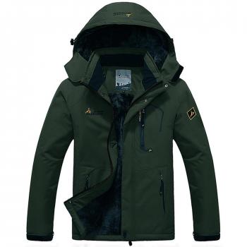 Mochoose hombre al aire libre montaa impermeable windbreaker lana nieve del esqu chaqueta con capucha ropa deportiva impermeable camping pesca caza de trabajo chaquetaejercito verdexl