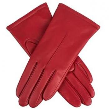 Dents Women's Personalised Single Point Leather Gloves - Berry - Size L