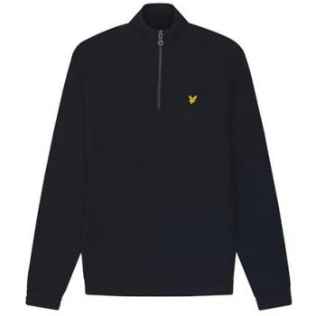 Lyle & Scott Mens Embroidered Quarter Zip Sweatshirt - Dark Navy - Size Large