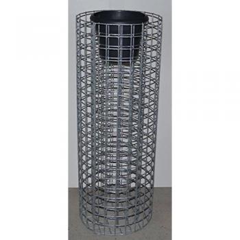 Columna de Flores Gabiona Redonda 102 cm Altura, 37 cm Diámetro, Malla 5x5 cm, Galvanizada en Caliente con Maceta - Hecho en Alemania