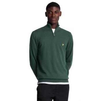 Lyle & Scott Men's Cotton Merino Green 1/4 Zip Sweater - XXL