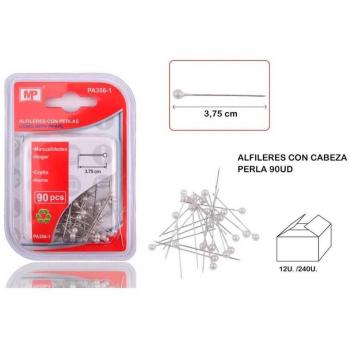 Alfileres con cabeza perla 3.75cm 90ud