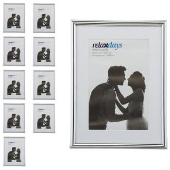 Set de 24 Marcos de Fotos Plata 15x20cm con Paspartú para Formato Vertical y Horizontal