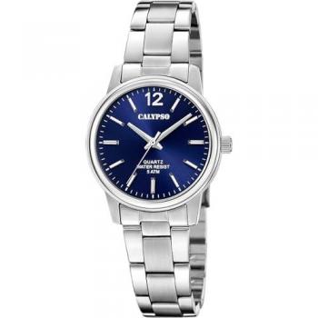 Reloj Calypso Basic K5865/3 Azul Mujer, Caja de Acero Inoxidable 316L Plateado