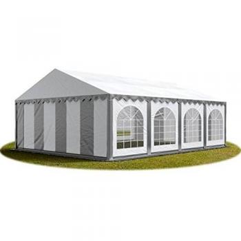 Carpa para fiestas 5x8 m, PVC 750 ignífugo, con base reforzada, gris-blanco