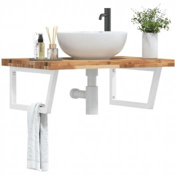 Estante de lavabo de pared acero y madera maciza de acacia Vidaxl Marrón