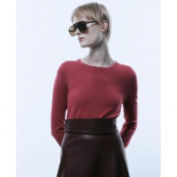 Sfera - Jersey básico de punto, manga larga, cuello redondo, tejido suave y cómodo, disponible en varias tallas y colores