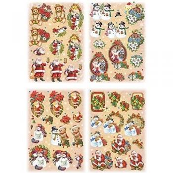 Etiquetas 3d para Decoupage, hoja 21x30 cm, Navidad, 4hojas surtidas