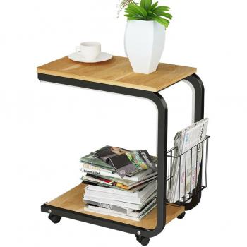 soges Mesa de Ordenador Portatil con Ruedas Sofá Mesa Mesas de Centro, 51 x 30 x 56 cm,Teak,KH02-OK-M