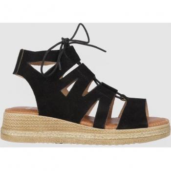 Chika10 Leather NEW MUDEJAR 02 Sandalia de Cuña Negro/Black