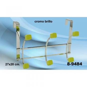 DonRegaloWeb - Percha puerta 3 ganchos cromada, con pomos de madera verde mate.