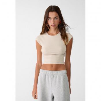 Stradivarius Stone Cap Sleeve T-shirt XL