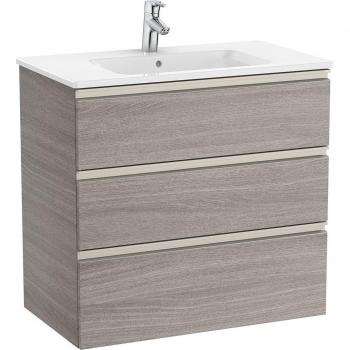 Mueble de baño Roca The Gap con 3 cajones y lavabo central, color Roble City texturizado, medidas 805 x 460 x 763 mm
