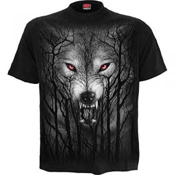 Spiral Gothic Forest Wolf T-Shirt - Black - M to 4XL for Men