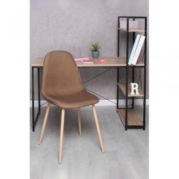 Conjunto de Escritorio Kecil y Silla Teok de Tela - Marrón Oscuro