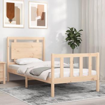 Estructura de Cama Individual 100x200 cm con Cabecero en Madera Maciza de Pino