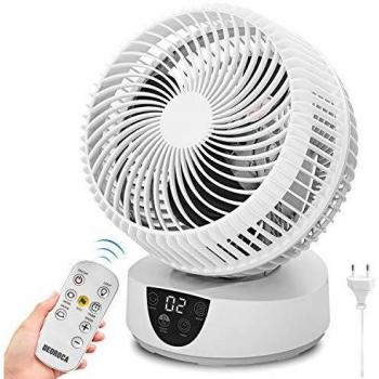 Ventilador de Escritorio para Circulación de Aire, 3 Velocidades, 4 Modos, Temporizador 9H, con mando a distancia, Ventilador De Mesa Silencioso Oscilante Turbofan para Dormitorio Habitación Oficina