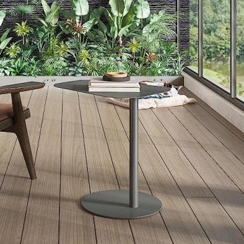 Mesa Auxiliar Nastätten Trapezoidal de Metal para Interior/Exterior 50 x 50 x 38 cm - Gris Mate