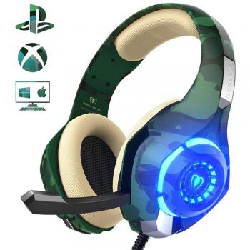 Cascos de Camuflaje para PS4 / PC / Xbox One,Beexcellent 2018 Auriculares de Última Generación con Sonido Cristalino en Altos,de Diadema Cerrados con Reducción de Ruido
