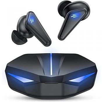 NK Auriculares Gaming Inalámbricos - Cascos Gaming con luz LED, Micrófono Incorporado, Bluetooth 5.2, Botón Multifunción Táctil, TWS, Carga Rápida, 60ms de Baja Latencia para Videojuegos - 01