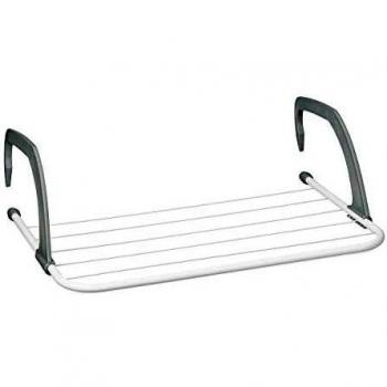 Tendedero Plegable para Radiadores y Balcón, Pequeño, 3 m, Blanco - Relaxdays