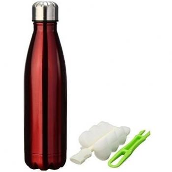 netronic doble pared aislado al vacío acero inoxidable agua bebida botella con un cepillo de limpieza 500 ml/17 oz, rojo