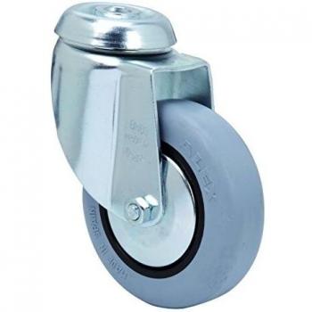 Rueda Giratoria para Colectividades, RUEDAS ALEX - BH PGI, Fijación de Agujero, Aro de Goma inyectada, Ø 100 mm