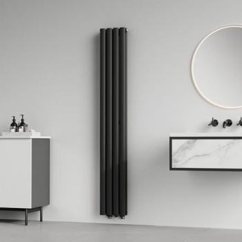 Radiador de Panel Doble Capa Tubular de Acero 160x24 cm - Negro, 812W, Calefactor de Pared para Baño y Salón