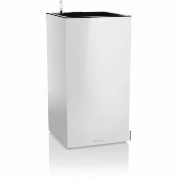 Maceta Lechuza Canto Premium 40 LED Alta, Blanco Brillante, 40 x 40 x H 76 cm