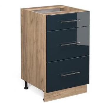 Mueble Bajo de Cocina Fame-Line, 50 cm, Azul Oscuro Brillante y Antracita