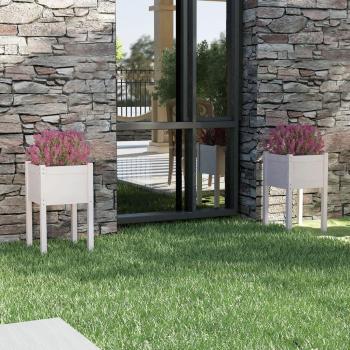 vidaXL Garden Planters 2 pcs White 40x40x70 cm Solid Pinewood
