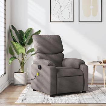 Sillón de masaje reclinable de tela gris taupé Vidaxl