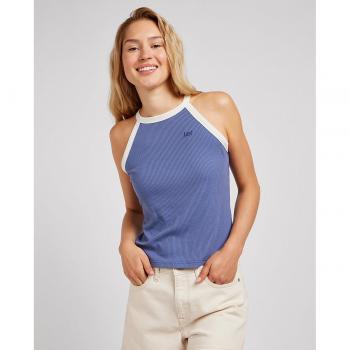 Camiseta Lee Cropped Halter sin mangas lila mujer - L con ribetes a contraste