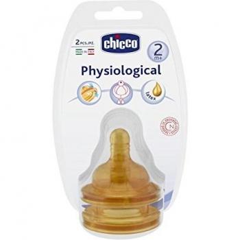Chicco 00081621000000 - Pack de 2 tetinas para biberones de boca ancha, 2 orificios, flujo medio, 2 meses en adelante