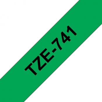 Cinta Laminada Compatible Brother TZe741 - Texto Negro sobre Fondo Verde - Ancho 18mm x 8 metros