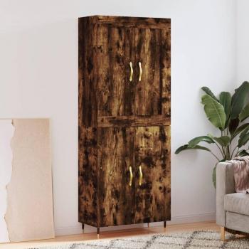 Aparador alto de madera contrachapada en roble ahumado, dimensiones 69,5x34x180 cm