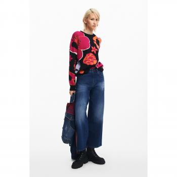 Desigual - Vaquero recto de mujer culotte tiro medio, Jeans, Azul, Talla 40