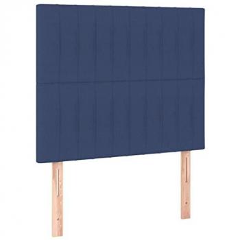 Cabecero con luces LED tela azul 80x5x118/128 cm