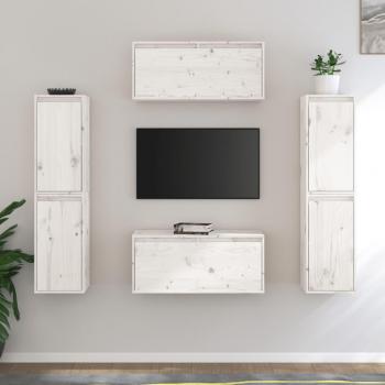 Mueble para TV 6 piezas madera maciza de pino blanco