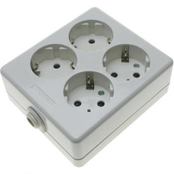 Base de 4 Tomas Schuko 16A 250V 3680W Blanca BeMatik