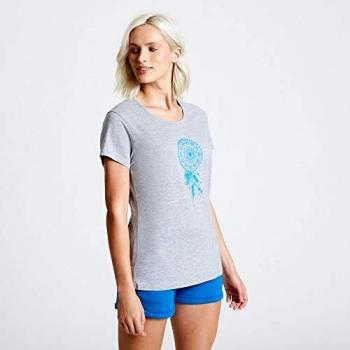 Dare2B Parallel-Camiseta Estampada De Algodón Y Manga Corta T-Shirts/Polos/Vests, Mujer, Ash Grey Marl, 12