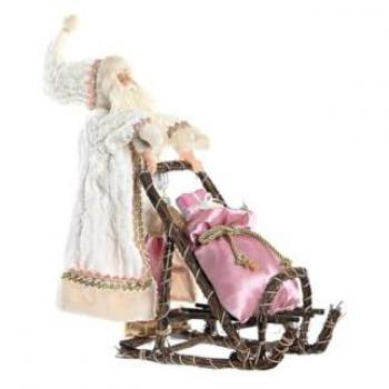 Figura Decorativa Papá Noel Navidad Gris Rosa Madera 42 x 22 x 50 cm