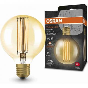 Ledvance Vintage 1906 LED E27 Globe Oro 5.8W 470lm - 822 Luz muy Cálida | Regulable - Reemplazo 40W