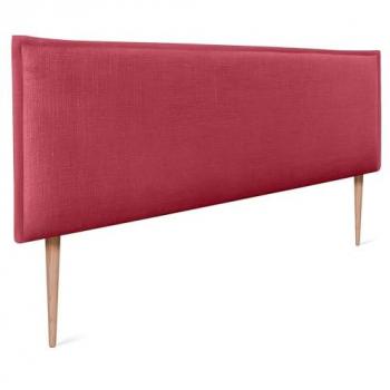 Cabecero de Lino Natural Rojo 145x105cm con Ribete y Patas para Camas 120/135/140 - Tapizado Moderno