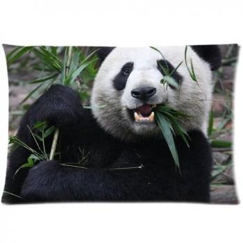 Panda comiendo bambú Cute Animal con cremallera fundas de almohada cubierta 20 x 30 pulgadas
