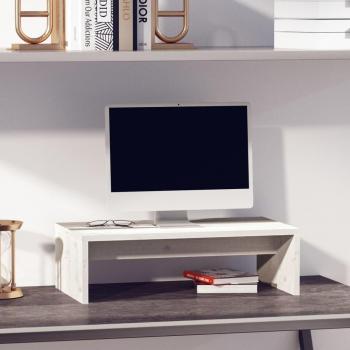 vidaXL Monitor Stand - White, 50x27x15 cm, Solid Wood Pine