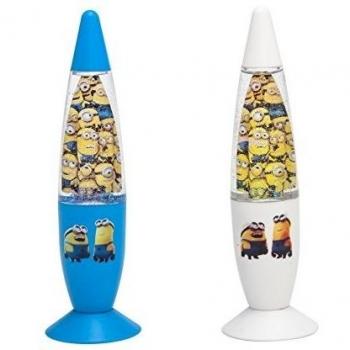 Despicable Me Minions 90325 - Lámpara de lava LED, con brillantes, 18 cm x 6 cm, en 2 diseños distintos, color azul y blanco
