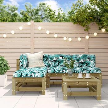 Conjunto de sala de estar de jardín 5 piezas de madera de pino sumergido, color marrón